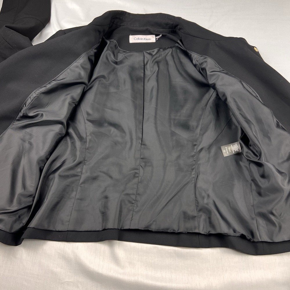 Calvin Klein Jacket Moto Biker Gold Sleeve Zippers Short Goth Black Women Sz 8 - Picture 3 of 9